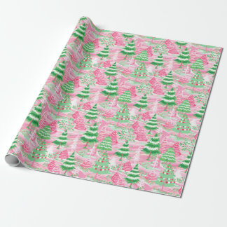 Roze & Groene Preppy Kerstcadeau Verpakkingspapier Cadeaupapier