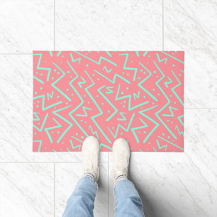 Roze & Groene Retro Psychedelische Ontwerp Deurmat