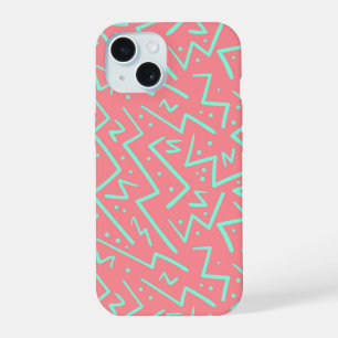 Roze & Groene Retro Psychedelische Ontwerp iPhone 15 Hoesje