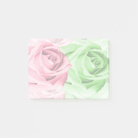 Roze & Groene Rozen Elegante Sticky Notes (Voorkant)