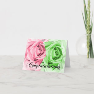 Roze & Groene Rozen Verjaardagskaart Kaart