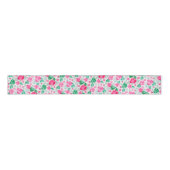 Roze Groene Rozenblaadjes Bloemen Tuin Bruiloft Grosgrain Lint (Voorkant)