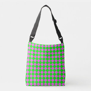 Roze Groene Ruitjes Diamant Patroon  Crossbody Tas