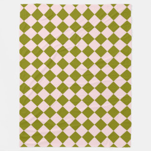 Roze Groene Ruitjes Diamant Patroon Fleece Deken