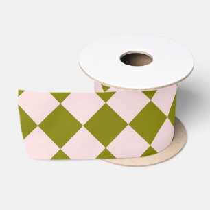 Roze Groene Ruitjes Diamant Patroon Lint