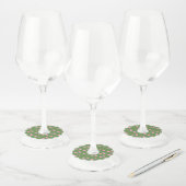 Roze groene sterren Modern design Wijnglaslabel (Set)