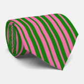 Roze groene stijlvolle strepen patroonontwerp stropdas (Opgerold)