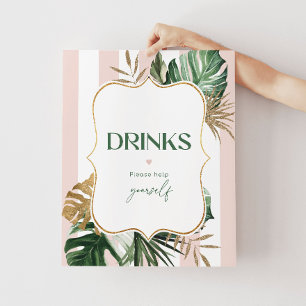 Roze groene strepen tropische Drinken helpen jezel Poster