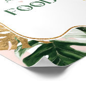Roze groene strepen tropische palm Voedsel tafel t Poster (Hoek)
