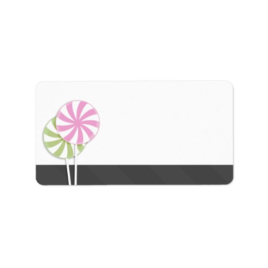 Roze & Groene Swirl Lollipop Blank Etiket (Voorkant)