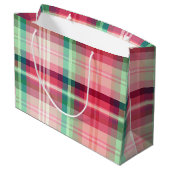 Roze Groene Tartan Plaid Groot Cadeauzakje (Achterkant Gekanteld)