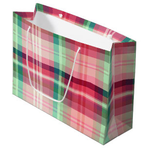 Roze Groene Tartan Plaid Groot Cadeauzakje