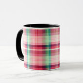 Roze Groene Tartan Plaid Mok (Voorkant links)
