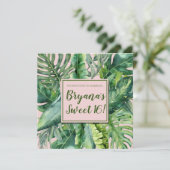 Roze & groene tropische bladeren Sweet 16-feestje Kaart (Staand voorkant)