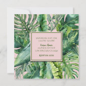 Roze & groene tropische bladeren Sweet 16-feestje Kaart (Achterkant)