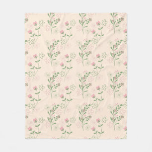 Roze groene tropische bloemen botanische lente zom fleece deken