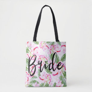 Roze Groene Tropische Botanische Oase BRUID MEVROU Draagtas