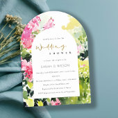 Roze Groene Tropische Bougainvillea Trouwdouche Kaart
