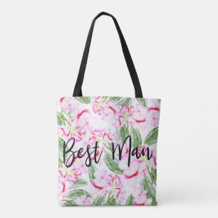 Roze Groene Tropische Oase BESTE MAN Huwelijksfees Draagtas