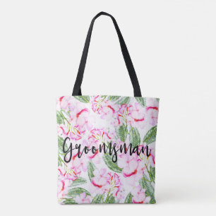 Roze groene tropische oase botanische GROOMSMAN Draagtas