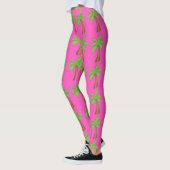 Roze groene Tropische palmbomen op het eiland Legg Leggings (Links)