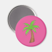 Roze/groene tropische palmboom Magnet Magneet (Voorkant / Achterkant)