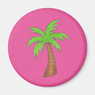Roze/groene tropische palmboom Magnet Magneet