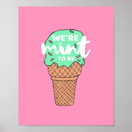 Roze groene Valentijn schetsen Mint om Ice Cream t Poster (Voorkant)