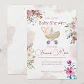 Roze groene ventilator Baby shower Kaart (Voorkant / Achterkant)