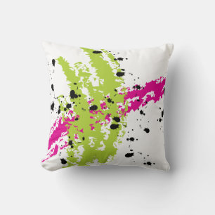 Roze Groene Verf Splash Ink Couch Sierkussen