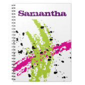 Roze Groene Verf Splash Inkt Spiral Notitieboek (Voorkant)