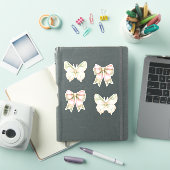 Roze Groene Vlinders Bruiloft Sticker (iPad Cover)