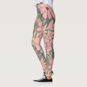 Roze groene vloeren laten Waterverf patroon achter Leggings (Links)