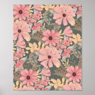 Roze groene vloeren laten Waterverf patroon achter Poster