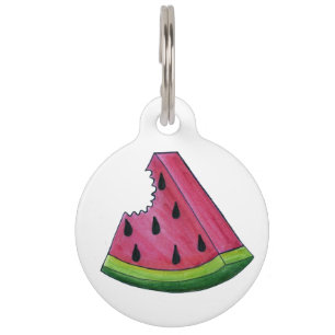 Roze groene watermeloen Melon Slice Food Dog Pet T Huisdierpenning