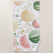 Roze Groene Watermeloen Mooie Tropische Vruchten Strandlaken (Voorkant)