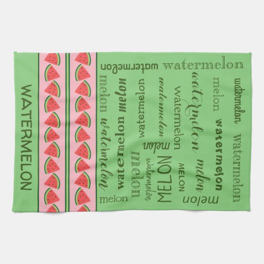 Roze groene watermeloenen bruiloft - Schrift voor Theedoek (Horizontaal)