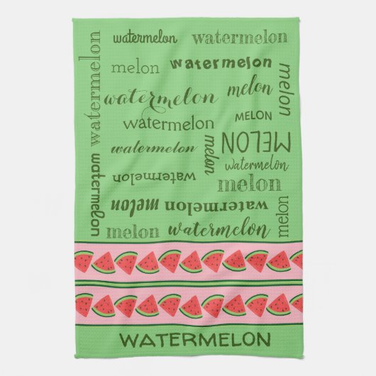 Roze groene watermeloenen bruiloft - Schrift voor Theedoek (Verticaal)