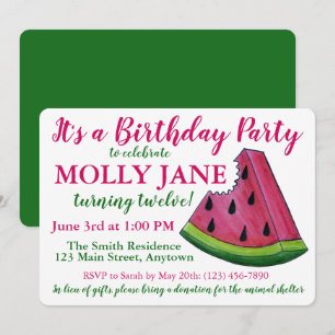 Roze groene watermelon Slice Birthday Party Shower Kaart
