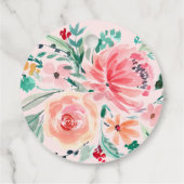 Roze Groene Waterverf Bloem Bruiloft Feest Bedankjes Labels (Achterkant)