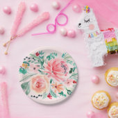 Roze groene Waterverf Floral paper Bord (Feest)