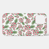 Roze groene Waterverf Floral Pineapples Patroon Case-Mate iPhone Case (Achterkant (horizontaal))