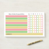 Roze Groene Weektaken Huishoudelijke Taken Kalende Post-it® Notes (Op bureau)