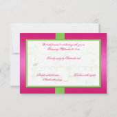 Roze groene witte bloemen antwoordkaart -GEDRUKT L RSVP Kaartje (Achterkant)