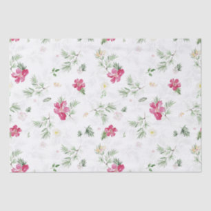 Roze, groene, witte Waterverf bloemen voor kerstmi Tissuepapier