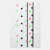 Roze groene zwarte pooldots theedoek (Verticaal)