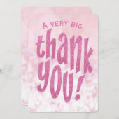 Roze Groot Dank u Verjaardagsfeestje Bedankt Kaart (Voorkant / Achterkant)