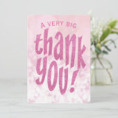 Roze Groot Dank u Verjaardagsfeestje Bedankt Kaart (Staand voorkant)