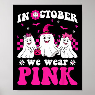 Roze Groovy Ghost Halloween borstkanker Awarenes Poster