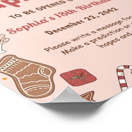 Roze Groovy Hippie Kerstmis Santa Time Capsule Poster (Hoek)